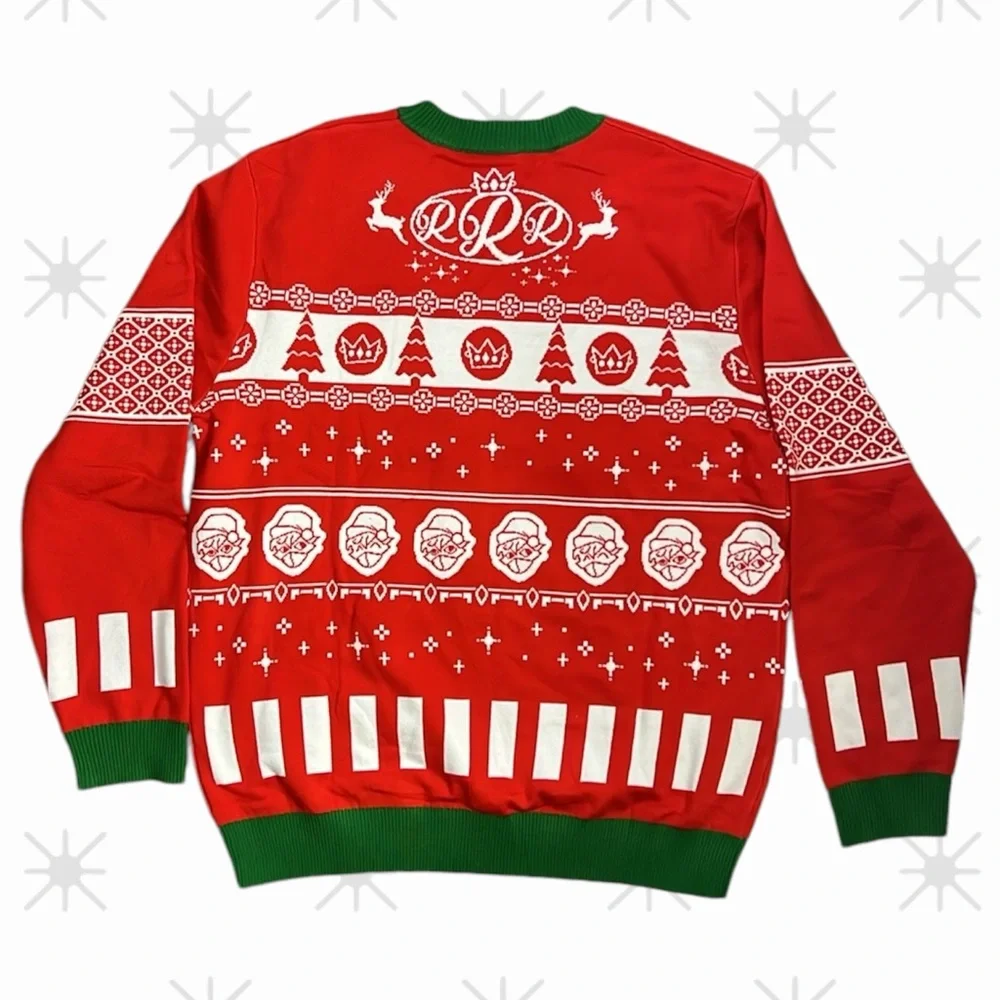 Ranboo Men's Necktie Holiday Christmas Long Sleeve Crewneck Sweater Size 4XL